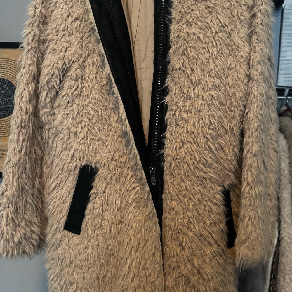 Women's Tan Faux Fur Coat